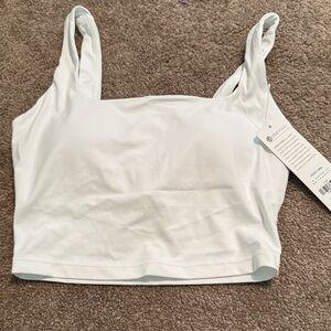 Crzyoga butterluxe square neck White Cropped Tank Top/long line sports bra